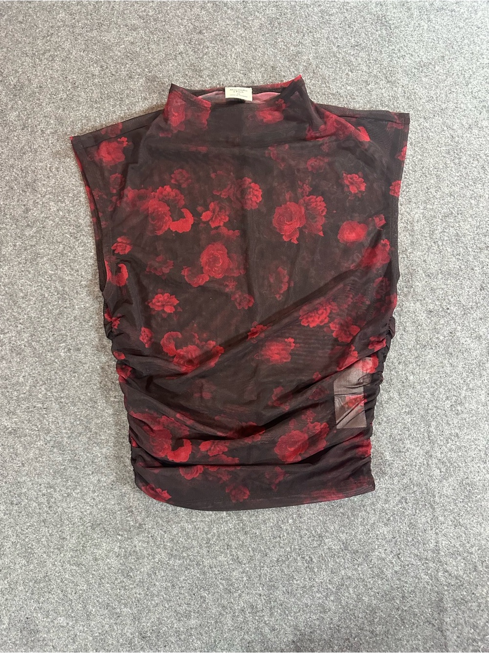 Abercrombie & Fitch Black Sheer Floral Top